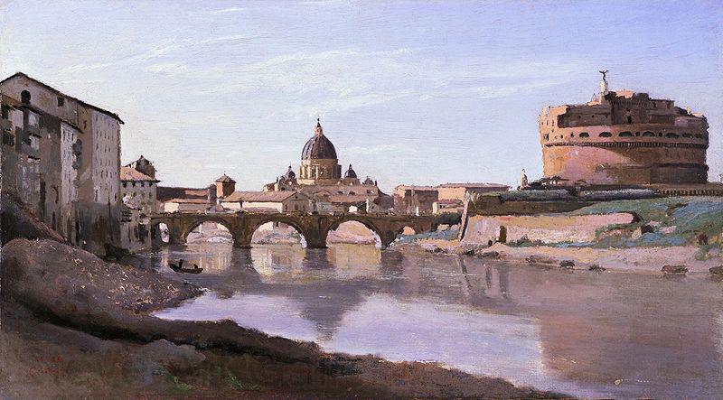 Jean-Baptiste-Camille Corot The Bridge and Castel Sant'Angelo with the Cuploa of St. Peter's Norge oil painting art